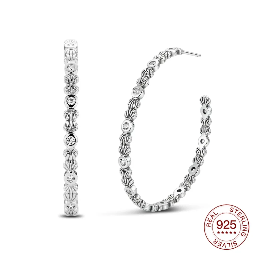 925 Sterling Silver Hot Sale 40mm Shell Half C Hoop Earrings Women's Jewelry Elegant Daily Wear Love Gifts Fashion Stud Earring