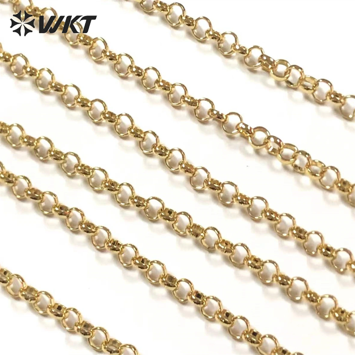 WT-BC186 WKT High Quality Brass O Chain Gold Chain Brass With Gold Plated Necklace Brass Chains For DIY Jewelry Findings Making