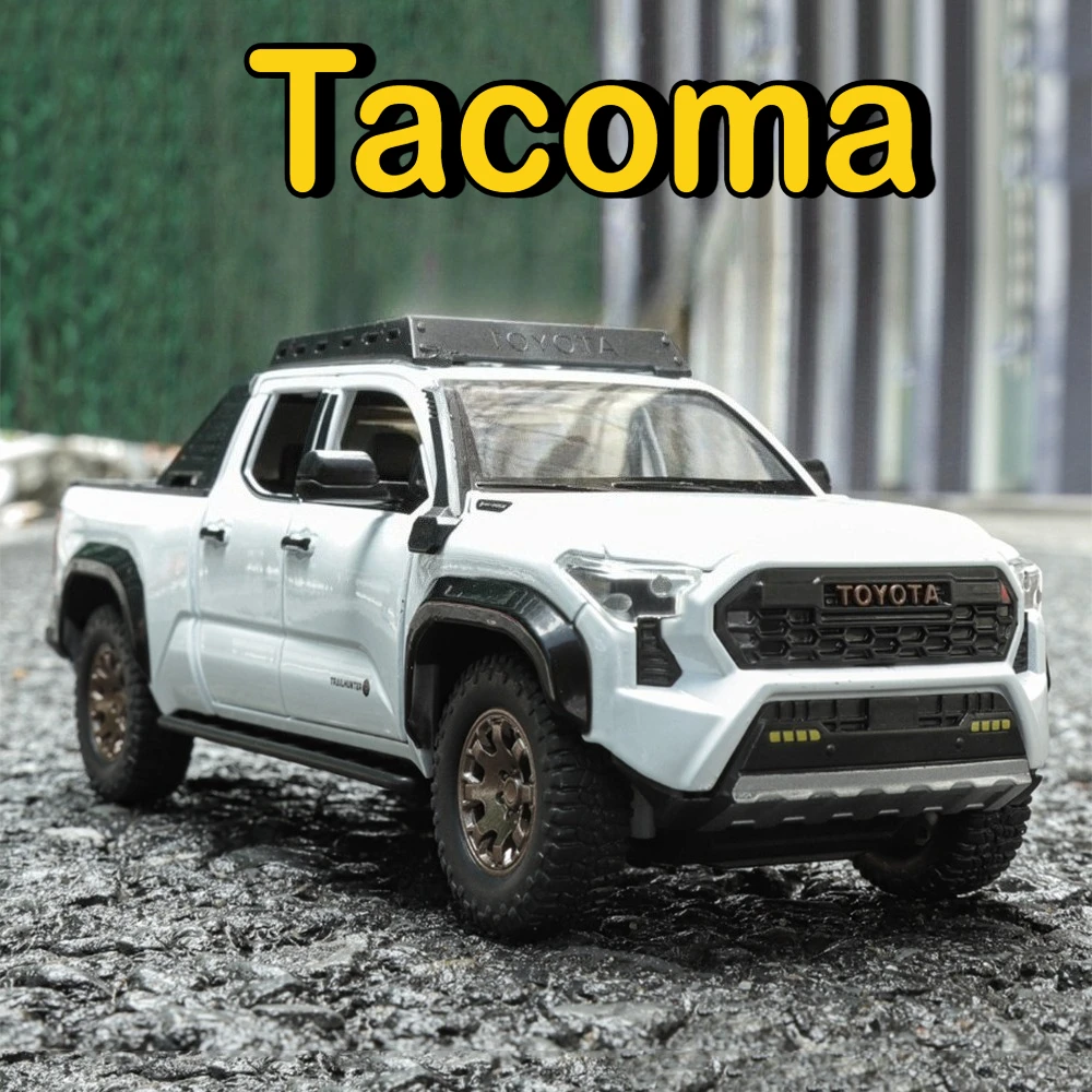 

1:24 литой под давлением сплав Tacoma Tundra, миниатюрные игрушки, модели автомобилей, амортизация, звук, свет, откатные автомобили, коллекционные подарки для хобби