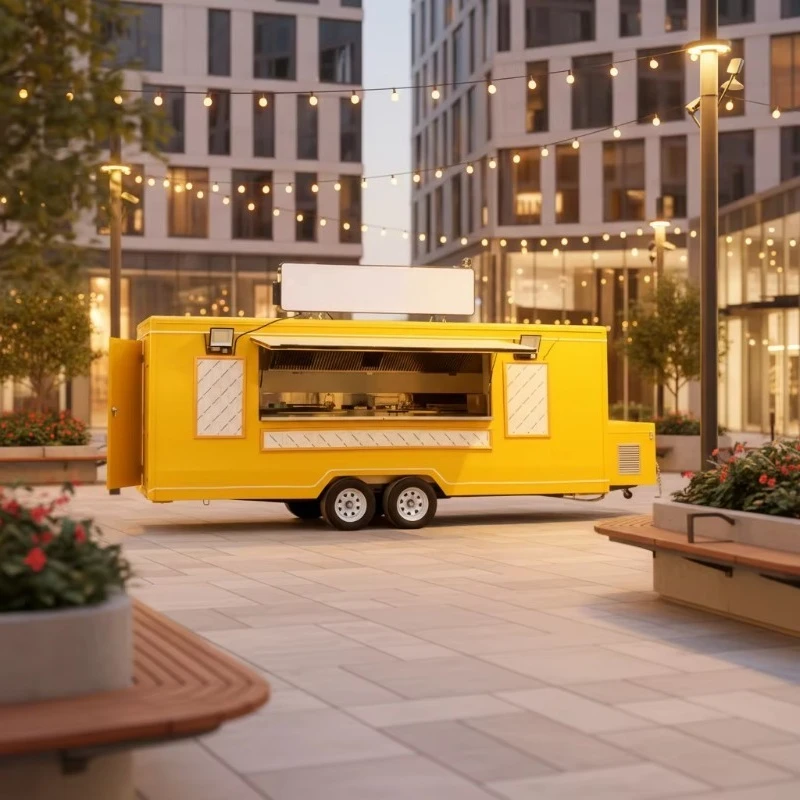 Mobile Kitchen Vending Food Truck Snack Trailer Hotdog Burger Van Coffee Cart Ice Cream Bar Multifunctional Towable Stainless view 3