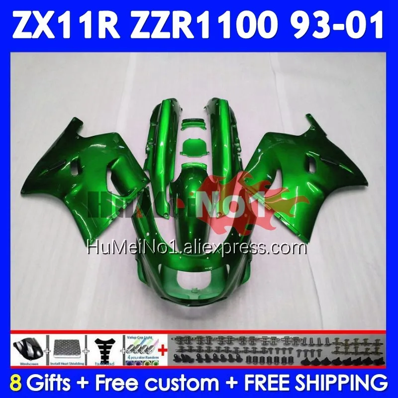 ZZR1100 For KAWASAKI NINJA ZX-11R ZX11R ZZR 1100 1993 1994 1995 1996 224No.138 ZX 11R ZX11 R 97 98 99 00 01 Fairing Metal green