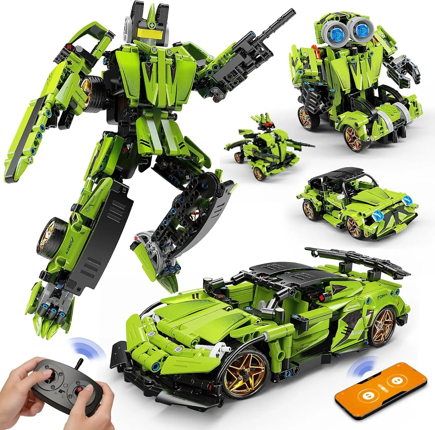 591-Piece STEM Building Set with Remote Control, 5-in-1 Transform Robot and Sports Car Building Blocks, Technic Coding Robotic Toys for Kids Ages 8-12, Ideal Gift for Boys 6-13 Years Old