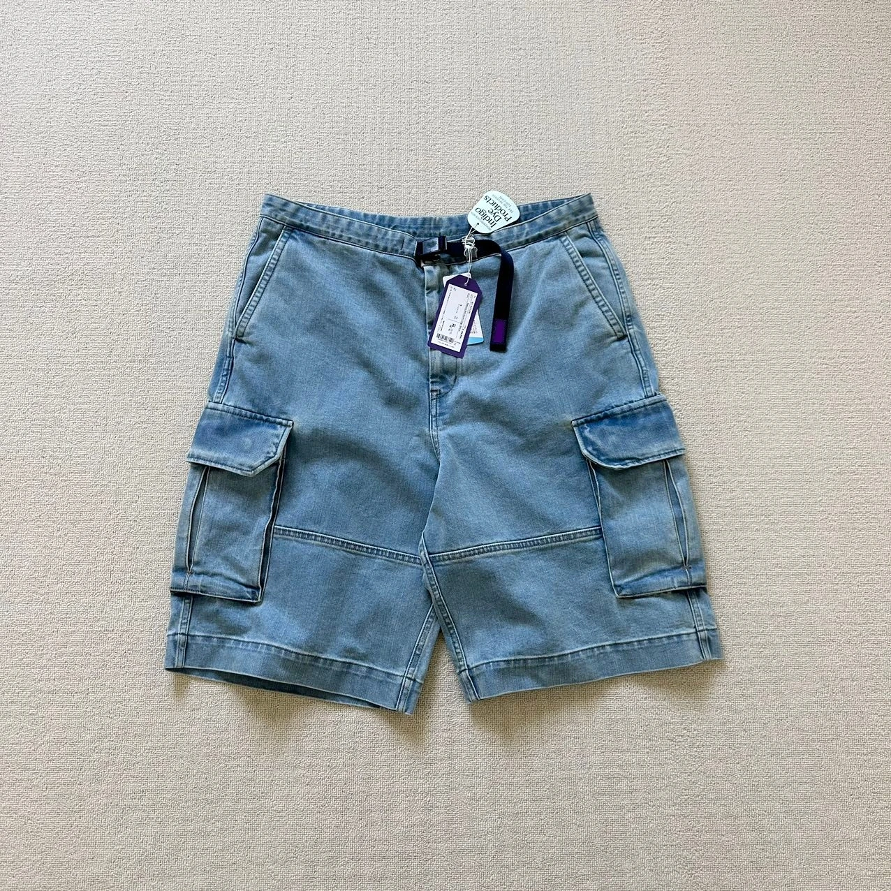 

Loose Fit Denim Cargo orts Youthful Energy Sle Casual Pants Loose Waist Webbing Belt Summer Collection M Model