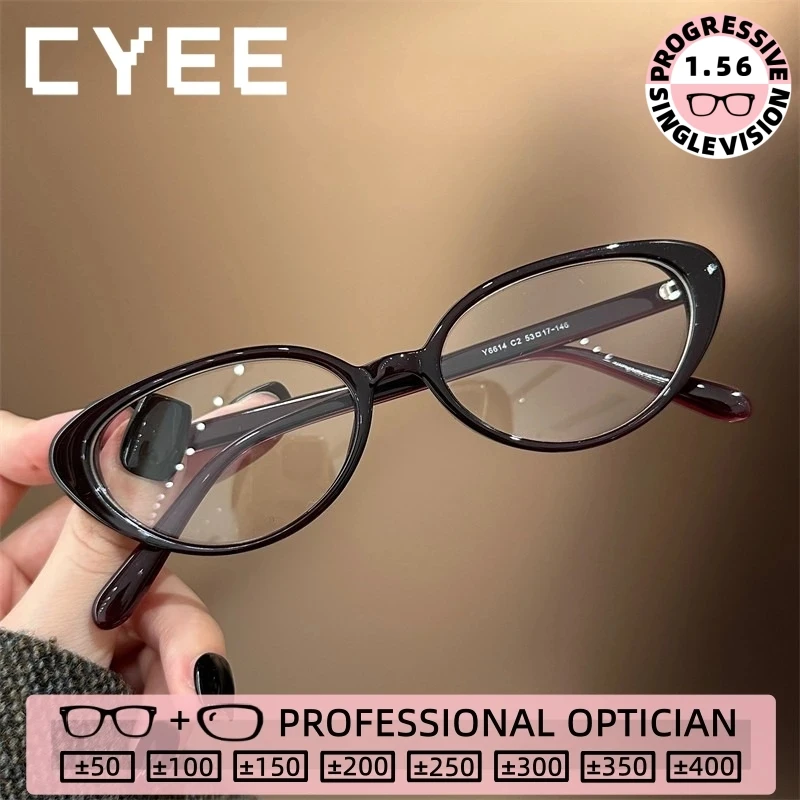 

CYEE Personalized Cat Eye Oval TR90 Reading Glasses Women Photochromic Glasses Customization Prescription Optical Eyeglasses