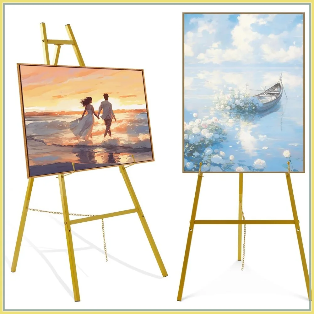 

43.5" Gold Easel Stand for Signs, Heavy Duty 4-Tier Adjustable Metal Floor Display for Wedding, Posters, Art, Paintings