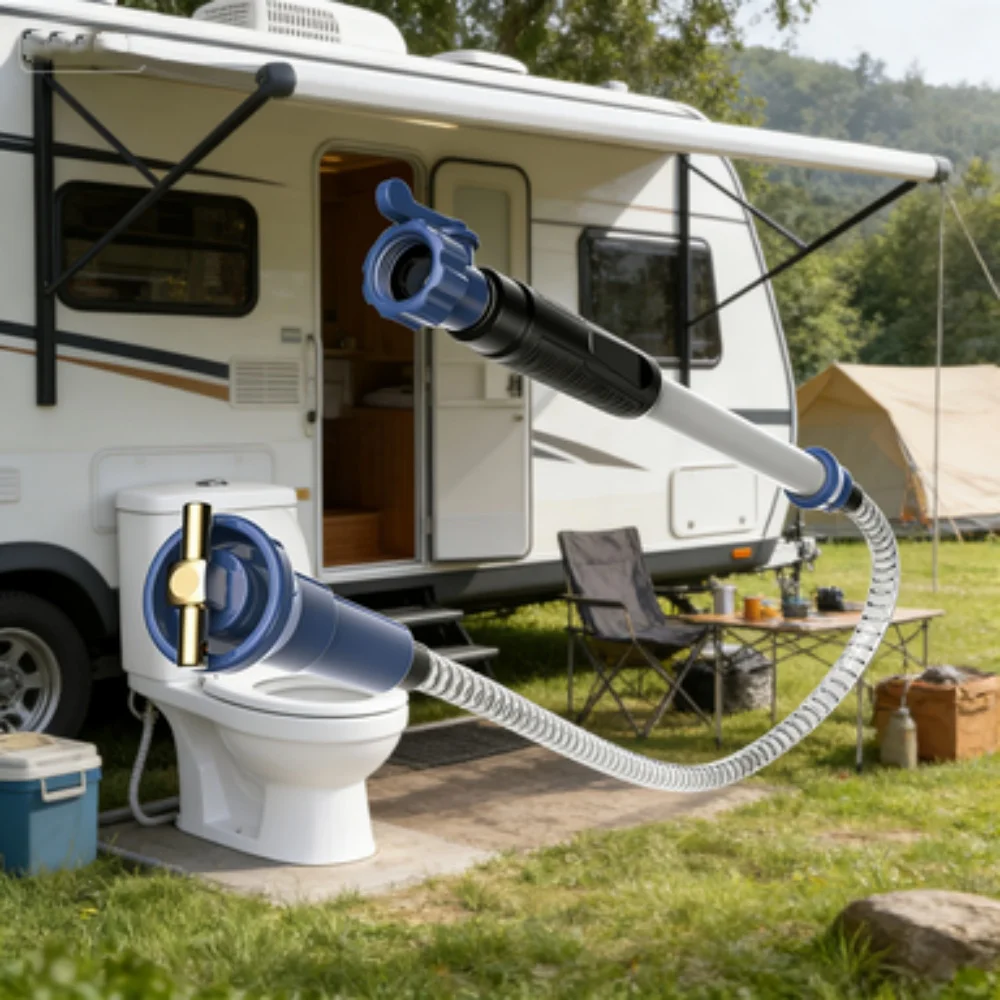 

RV Holding Tank Swivel Stik Rinser Cleaning Action & 47-Inches Flexible With 1/4 Turn Shutoff Valve & Ergonomic Easy Grip Handle