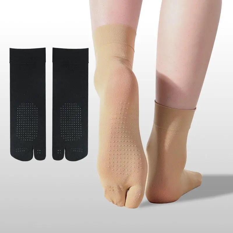 Women Two Finger Silk Sock 1 Pair Solid Color Sheer Nylon Stockings Silicone Anti Slip Sole Breathable Thin Sock For Casual Wear view 2