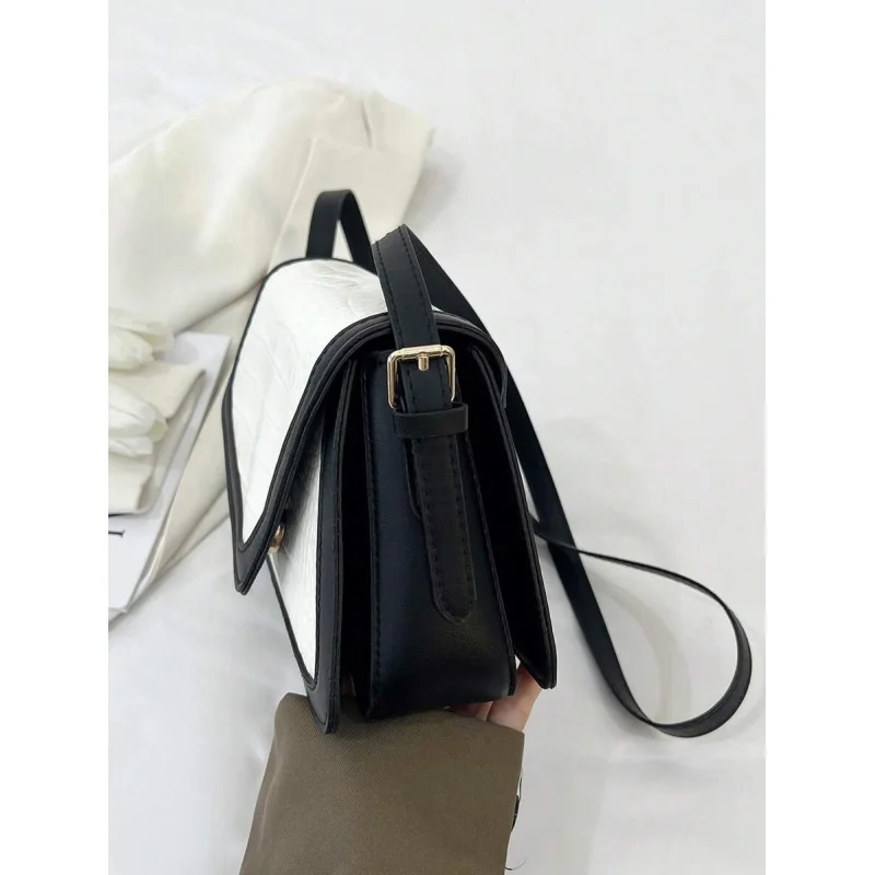 ، الحد الأدنى، عارضة، 1PC حقيبة كتف منقوشة نمط التمساح المألوف مع سحاب، أسلوب ريترو وبسيط، مناسبة