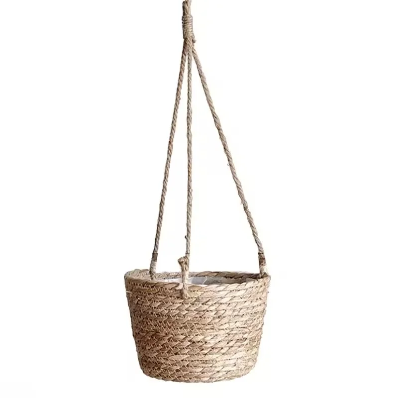 Jute-Seil Gewebte Hängende Pflanzgefäße | Garten-Pflanzenaufbewahrungskörbe | Pflanzenhänger für Innen- und Außenbereich | Kreative Wohndekor-Akzente – Detail 2