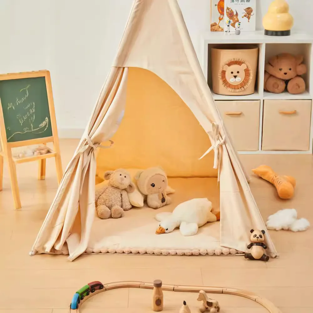 Tente de jeu indienne en toile pour enfants, tipi portable, grande maison de jeu, wigwam, décoration de chambre d'enfant