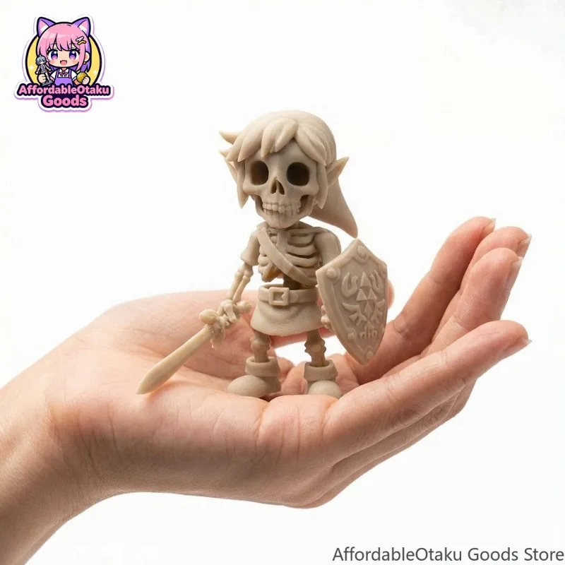 3D Printed Skeleton Link FDM Articulated Figure BotW Style Poseable Skull Desktop Decor