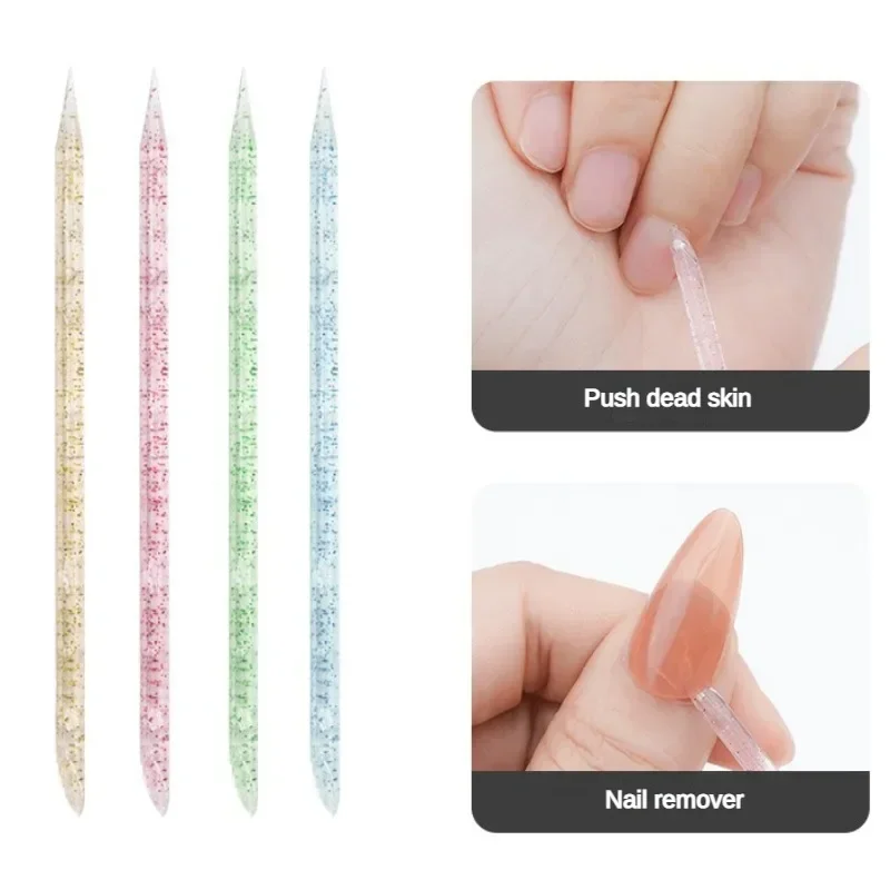 100Pcs Doppelseitige Nail art Nagelhautschieber Entferner Werkzeug Wiederverwendbare Kristall Maniküre Stick Pediküre Nägel Pflege Nail art Werkzeuge