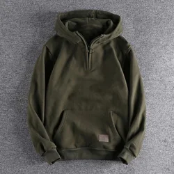 Warm Men's Hooded Sweatshirt Solid Male Hoodie Slim Fit Overfit Loose Aesthetic Emo Harajuku Fashion One Piece Autumn Luxury Xxl