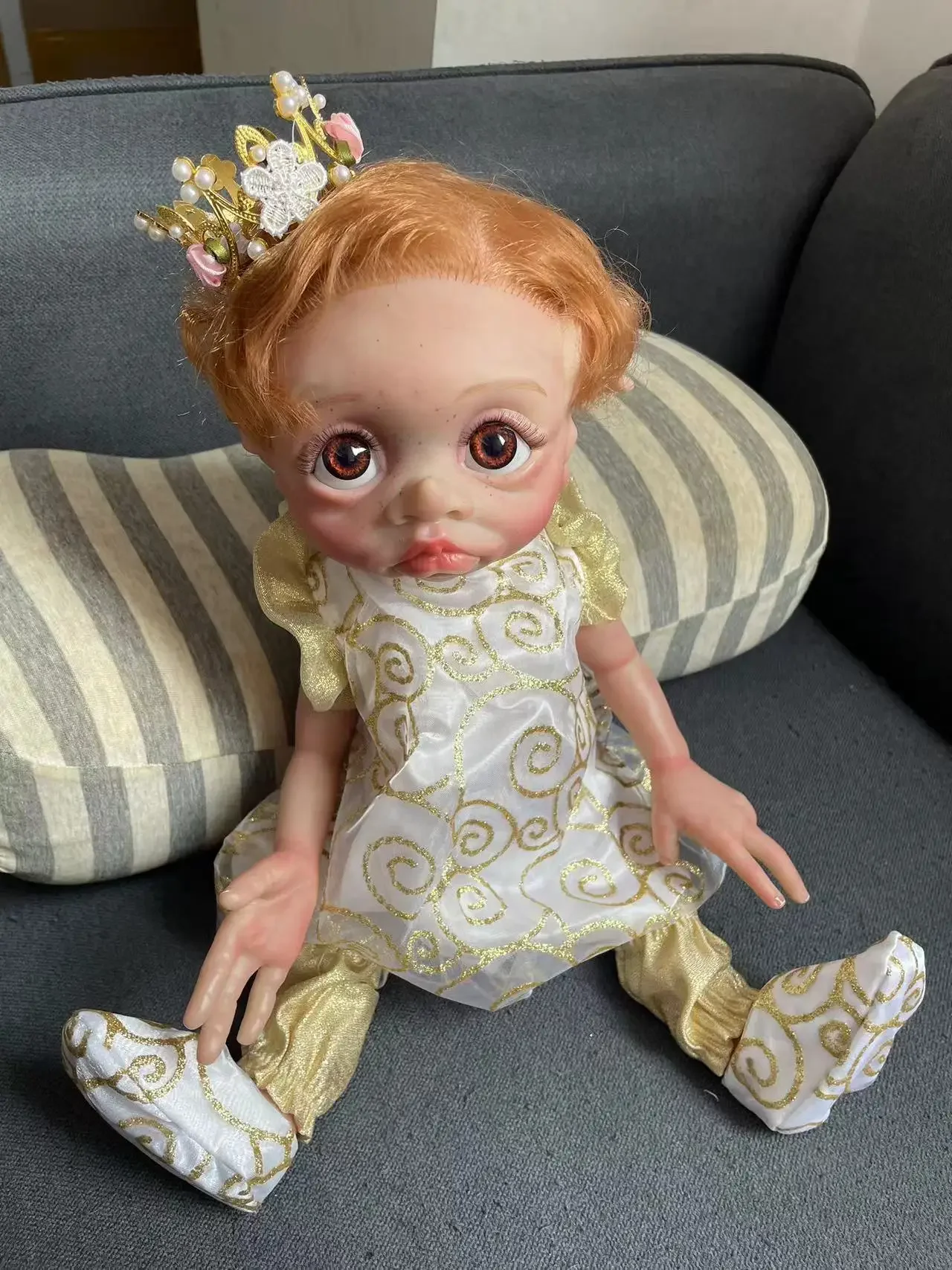 

17inch Reborn Fairy Elf Baby Tinky Already Painted Finished Doll Full Body Soft Silicone Collectible Art Doll