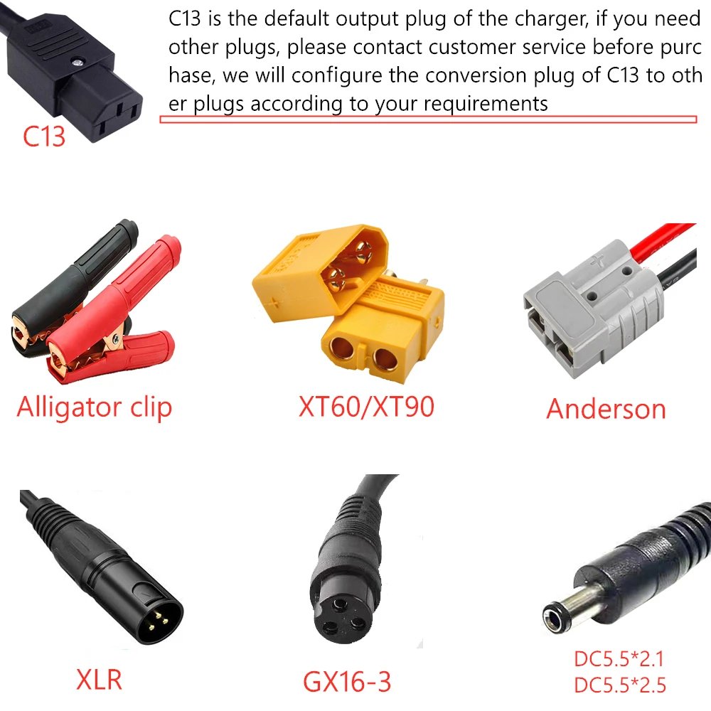 48V 58.4V 72V 60V 67.2V 84V 87.6V Li-ion LiPo Lifepo4 Lithium Battery Charger Curren Adjust 10A 5A Fast Charge 16S 20S 24S parts