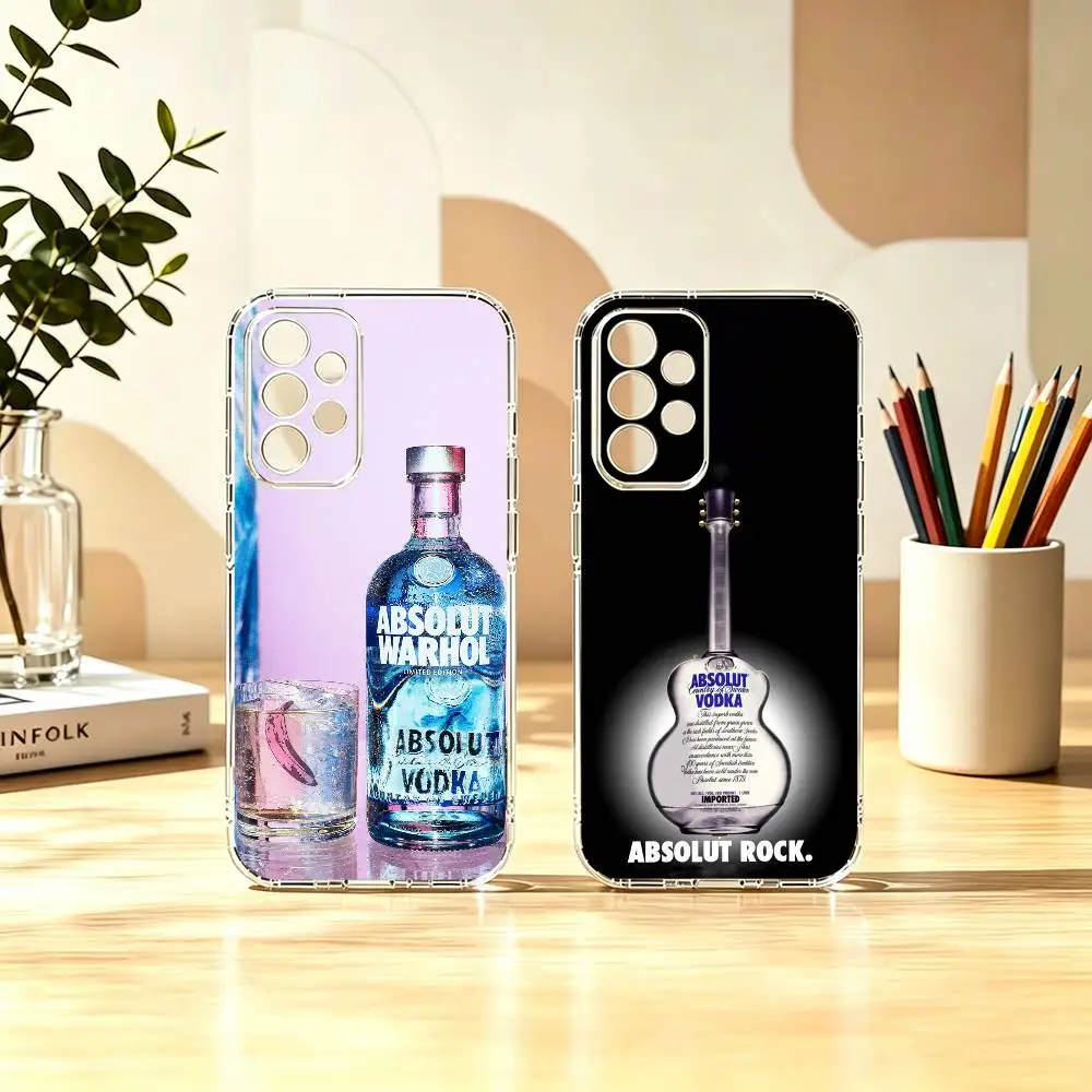 Classic brand A-AbsolutS V-VodkaS Stand Phone Case Transparent TPU For Samsung S25,24,23,22,21,10,9,Ultra,Plus