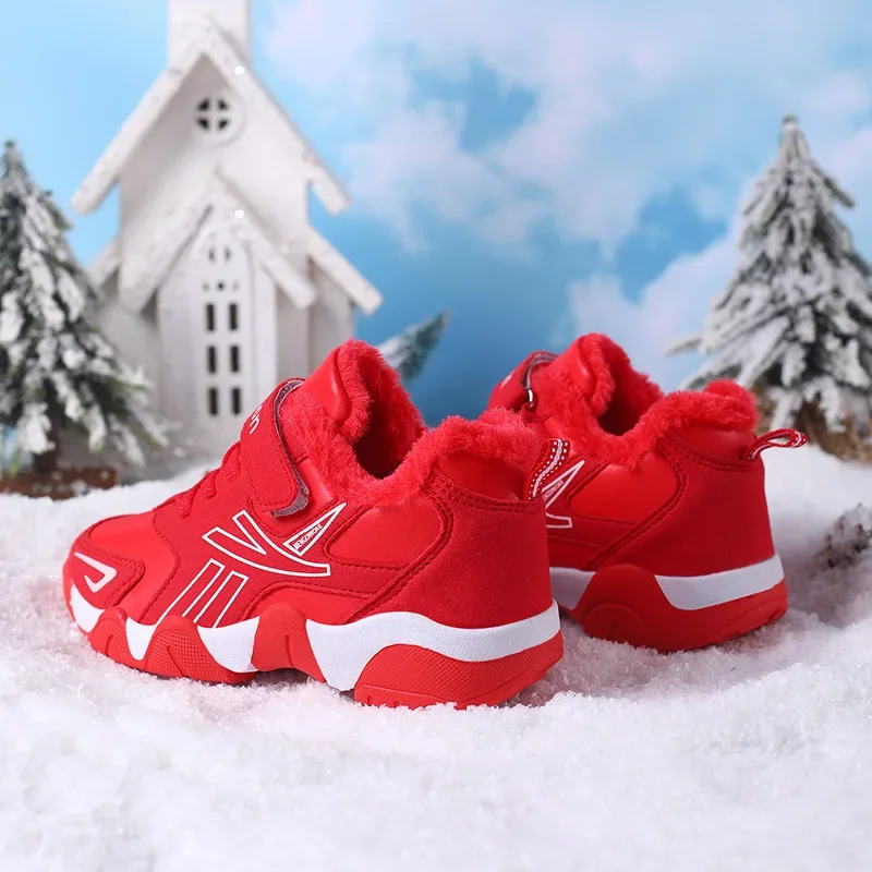 New Four Season Children Casual Shoes Baby Girls Red Waterproof Star Summer Mesh Footwear Child Winter Warm Fur Sneakers Leather