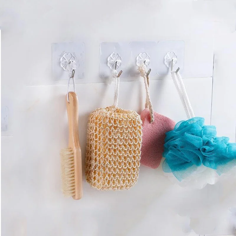 Transparente parede cabide com uma ventosa para o banheiro, cozinha forte, 1pc