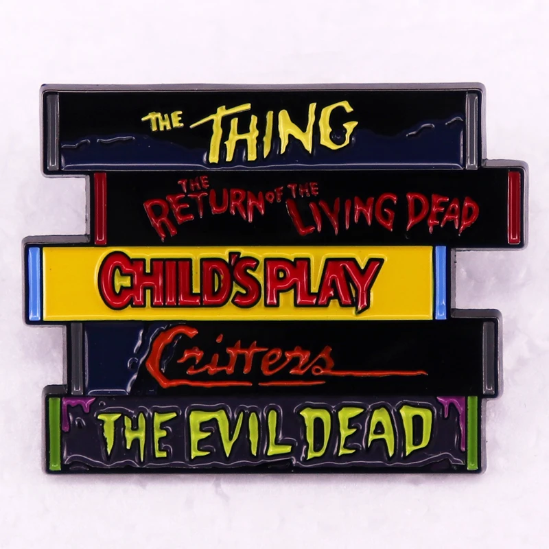 Horror Movie Tape Badge Enamel Pin Brooch Jewelry Backpack Decorate Gift for Film Buffs Cult