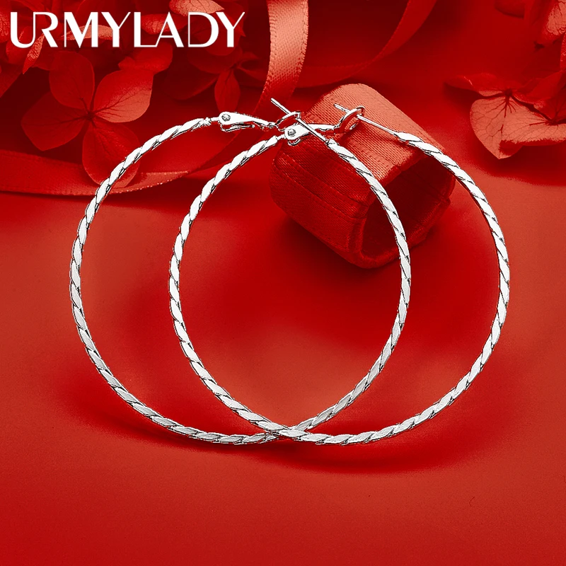 

URMYLADY 925 Sterling Silver Twisted Rope Earrings for Women Wedding Engagement Party Fashion Charm Jewelry