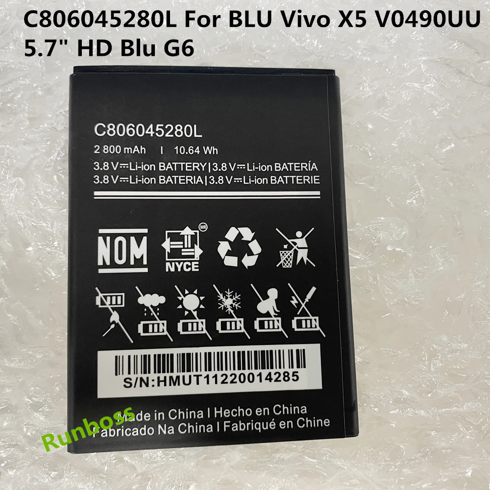 

Новый аккумулятор 2800mAh C806045280L для BLU Vivo X5 V0490UU 5,7 "HD blu G6 телефонная батарея