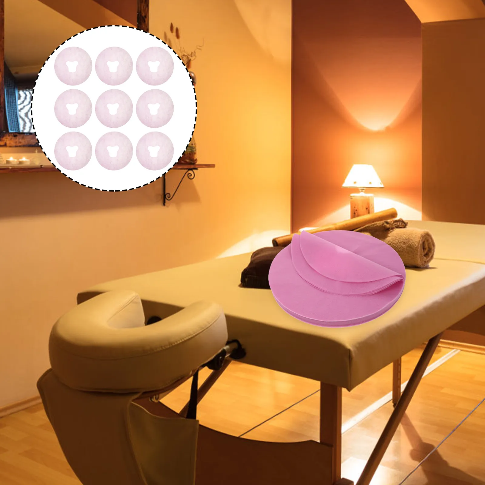 100Pcs Disposable Face Massage Pillow Covers Non-Woven Ergonomic Hole Design for Beauty Salon Home Use Safe Gentle Comfortable