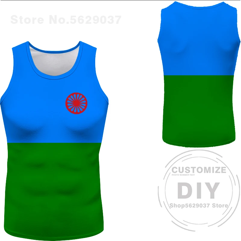 Vest Rom Gypsy Flag Of The Romani People Sleeveless T-shirt Print photo logo clothes customizable image 5