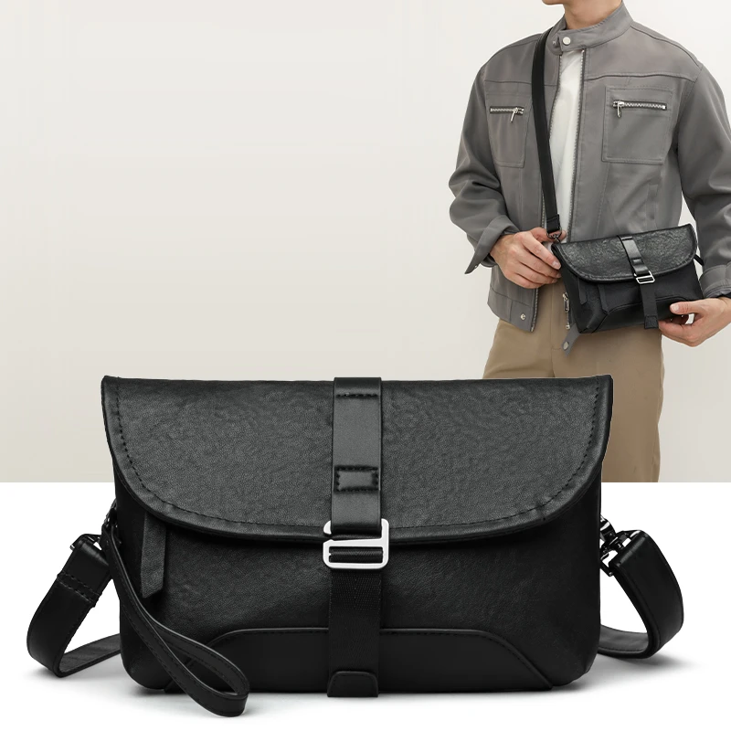 New high-end top layer cowhide men's clutch bag handbag multifunctional single shoulder crossbody bag chest bag Trend male bag