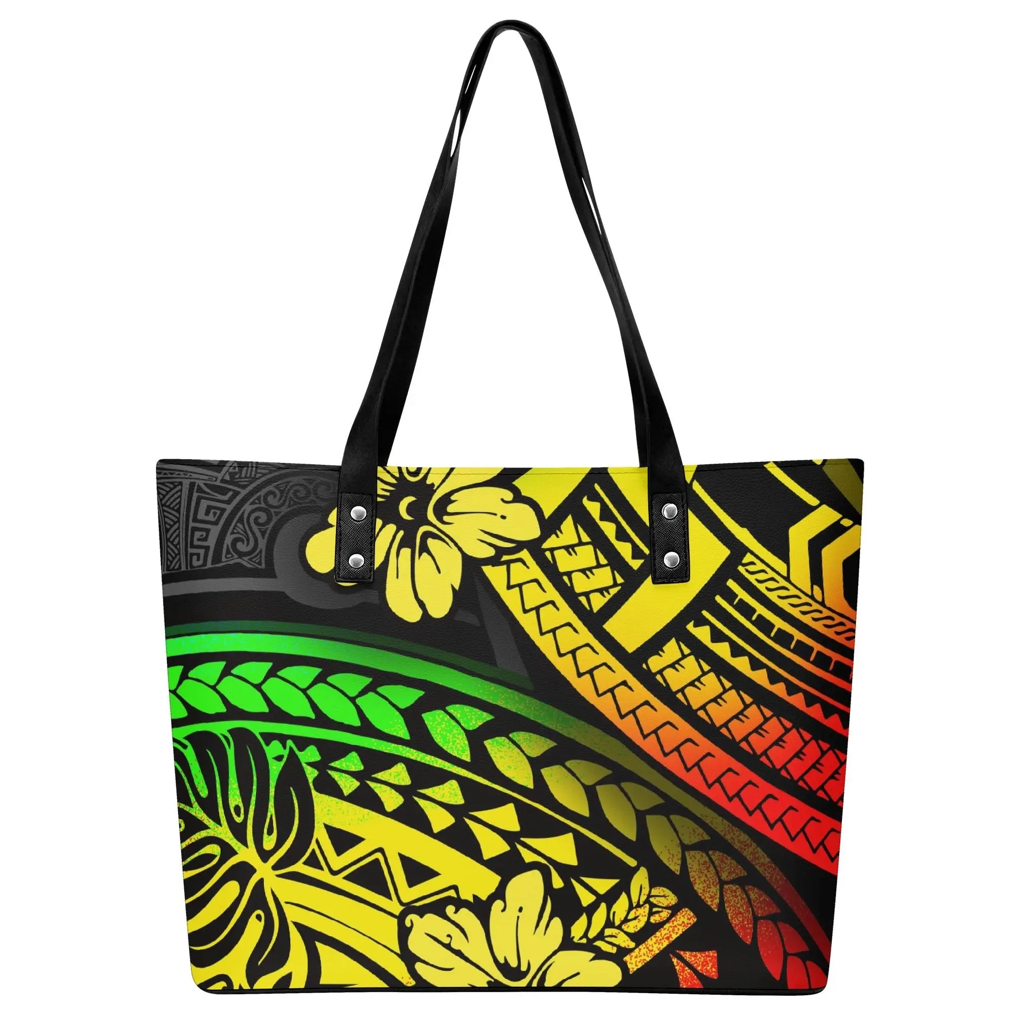 البولينيزية سعة كبيرة حقيبة كتف السفر موضة حقيبة التخزين فيجي ساموا جزيرة القبلية طباعة نمط حقيبة يد نسائية مخصصة #4