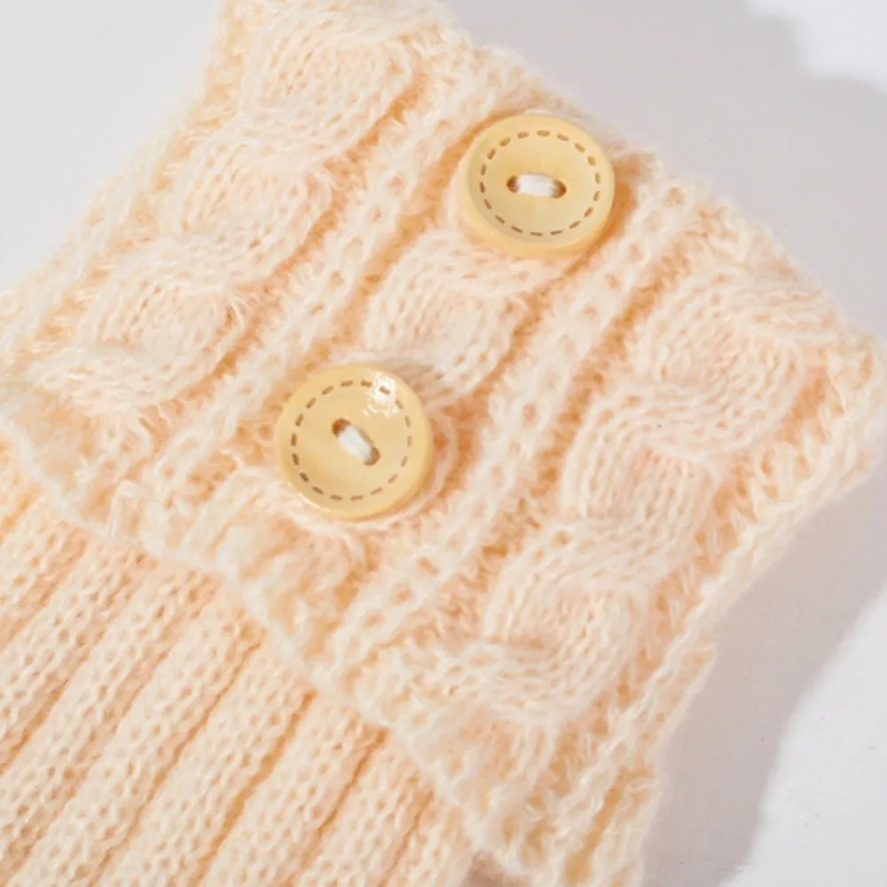 Cozy Crochet Knitted Boot Sock Sleeves Foot Cover Solid Color Leg Warmers Soft Cable Knit Turned-up Button Socks Women