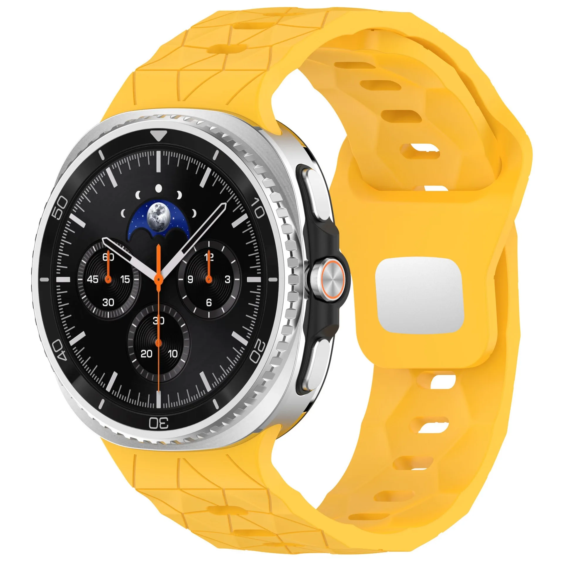 For Samsung Galaxy Watch8 Classic 46mm / Watch8 44mm / 40mm Watch Band Football Pattern Replacement Silicone Strap - Yellow