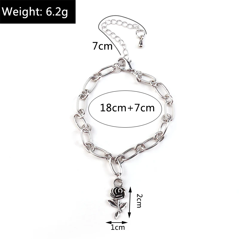 Aihua Silberfarbenes Kettenarmband mit Polaris-Stern für Damen, Trendiges Kreuz-Charm-Armband, Geburtstagsgeschenk für Frauen – Detail 9