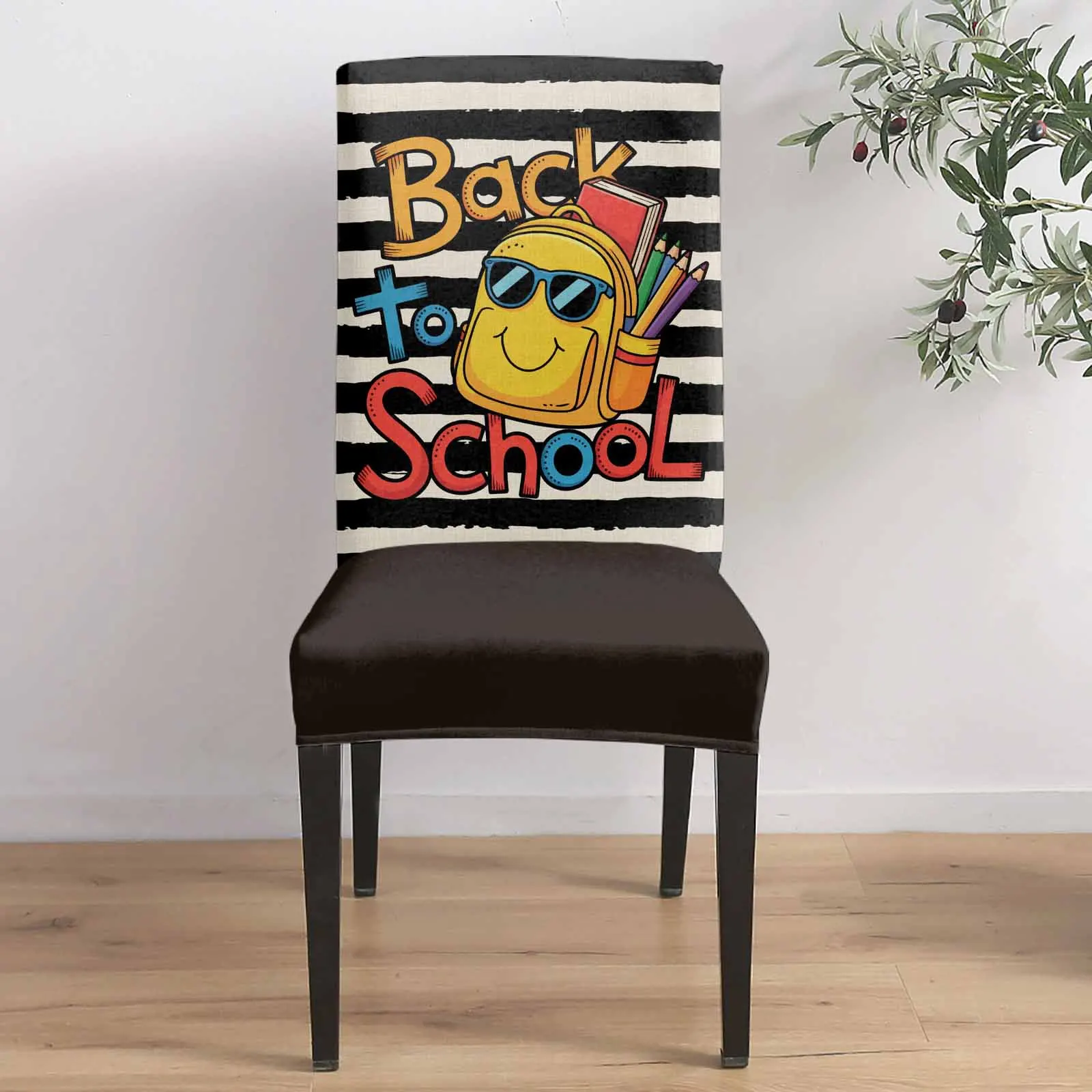 

Schoolbag Textbook Stripe 4/6/8PCS Spandex Elastic Chair Case For Wedding Hotel Banquet Dining Room