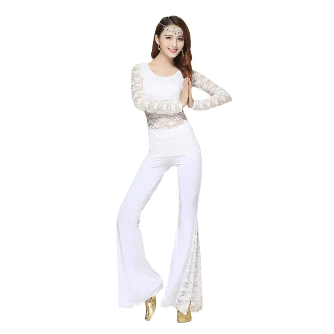 New Modal Belly Dance Training Suit Split Pants Lace Splicing Slimming Dance Performance Suit Pants Indian Clothing