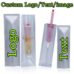 100PCS Open Top Aluminum Foil Syringe Packaging Bag DIY Logo Matcha Injector Eyelash Pen Eye Lashes Cosmetic Brushes Pouches