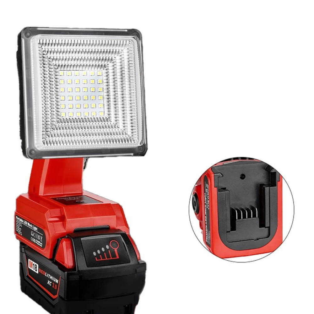 Rechargeable Camping Light Portable LED Work Light for Milwaukee 18V Lithium Batteries with USB Port for Work Sites Emergencies
