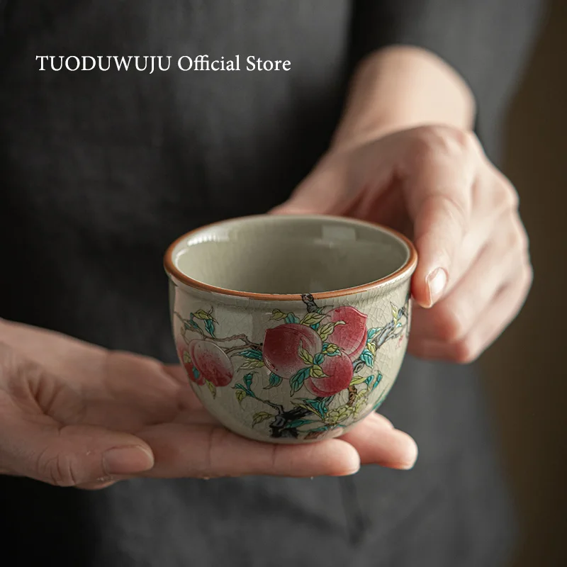 XH126 Jingdezhen 130ml Master Cup, Antique Enamel Color Pressure Hand Cup Cylinder Cup, Ceramic Single Cup Tea Cup