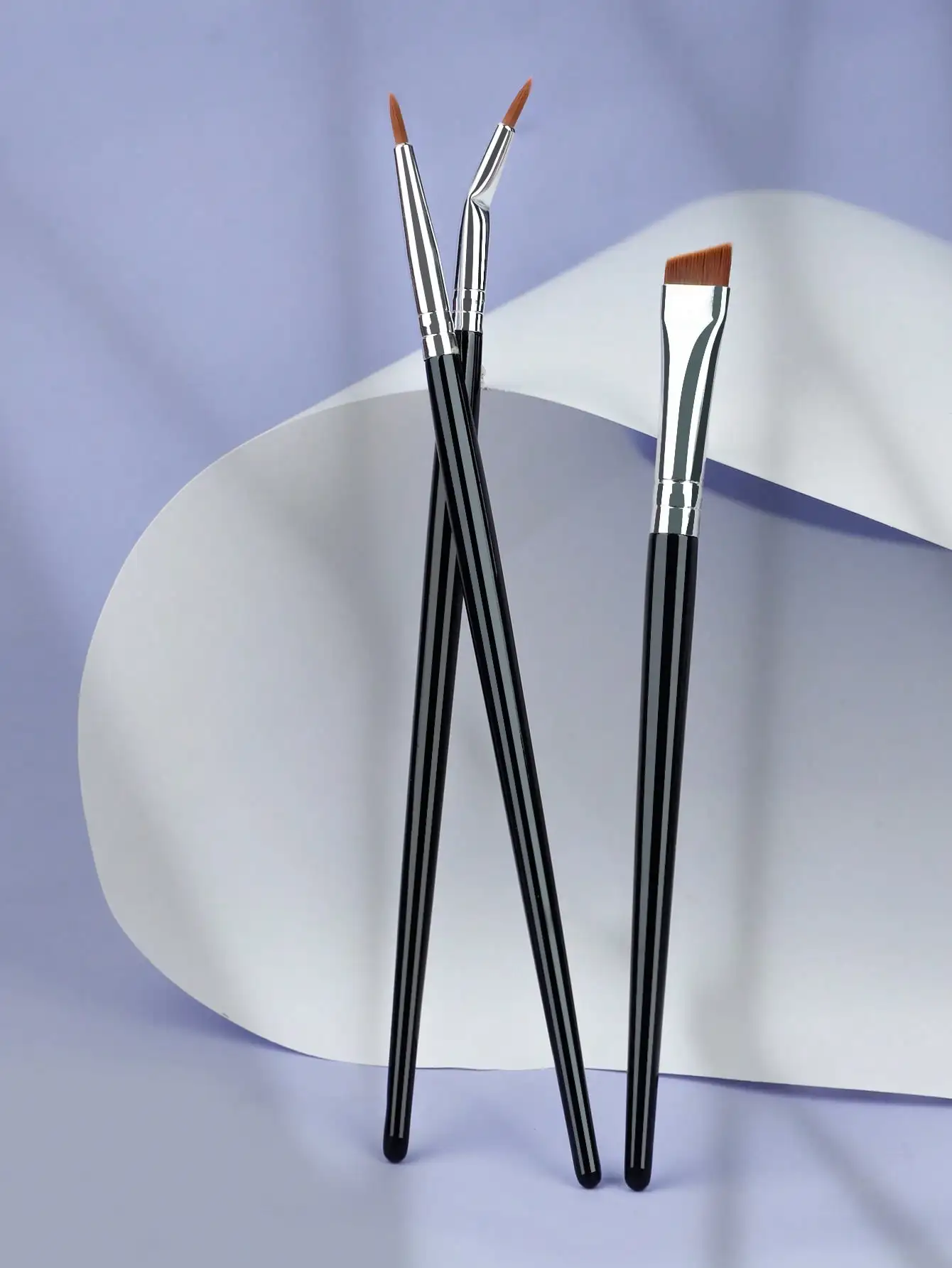 3Pcs Fine Eyeliner Eyebrow Brush Set Angled Precision Makeup Brushes For Eyebrow Gel Eyeliner Brow Contour Cosmetic Tools