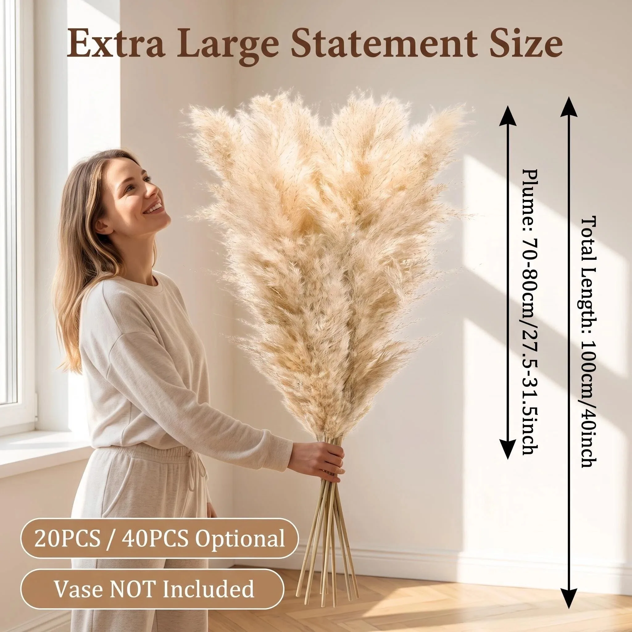 16 Stems 40in Pampas Grass Nat - Pampas Grass Decor 评论和价格