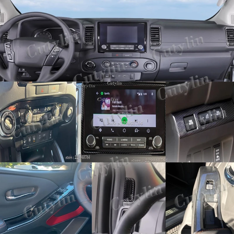 

For Nissan Frontier 2022-2024 2025 ABS Carbonfiber Gear Shift Panel Steering AC Outlet Frame Sticker cover Interior Accessories