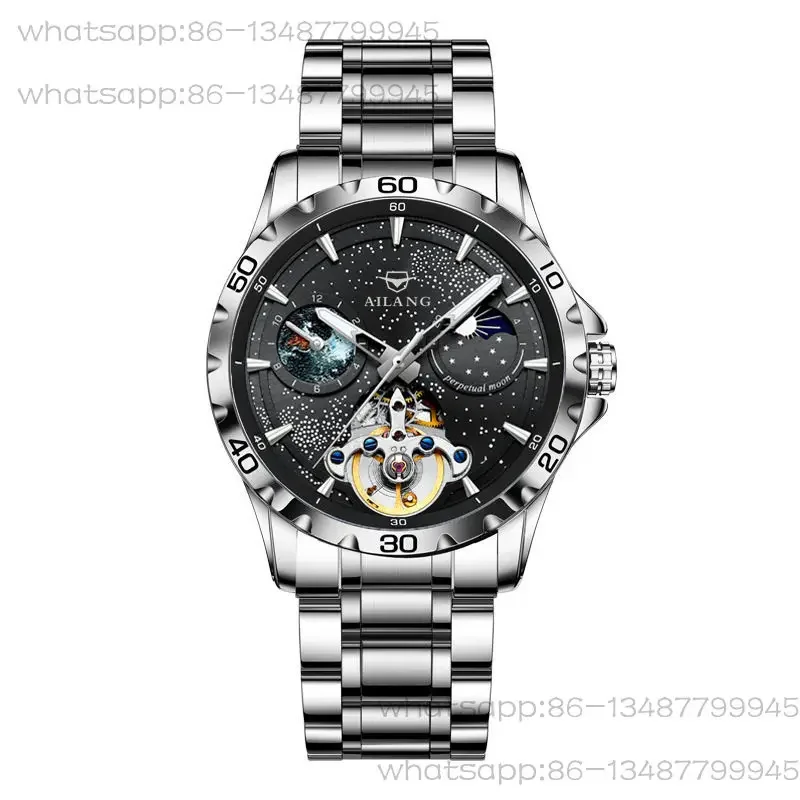 Men's Moon Phase Tourbillon Fashion Starry Sky Series Luminous Automatic Mechanical Watch
