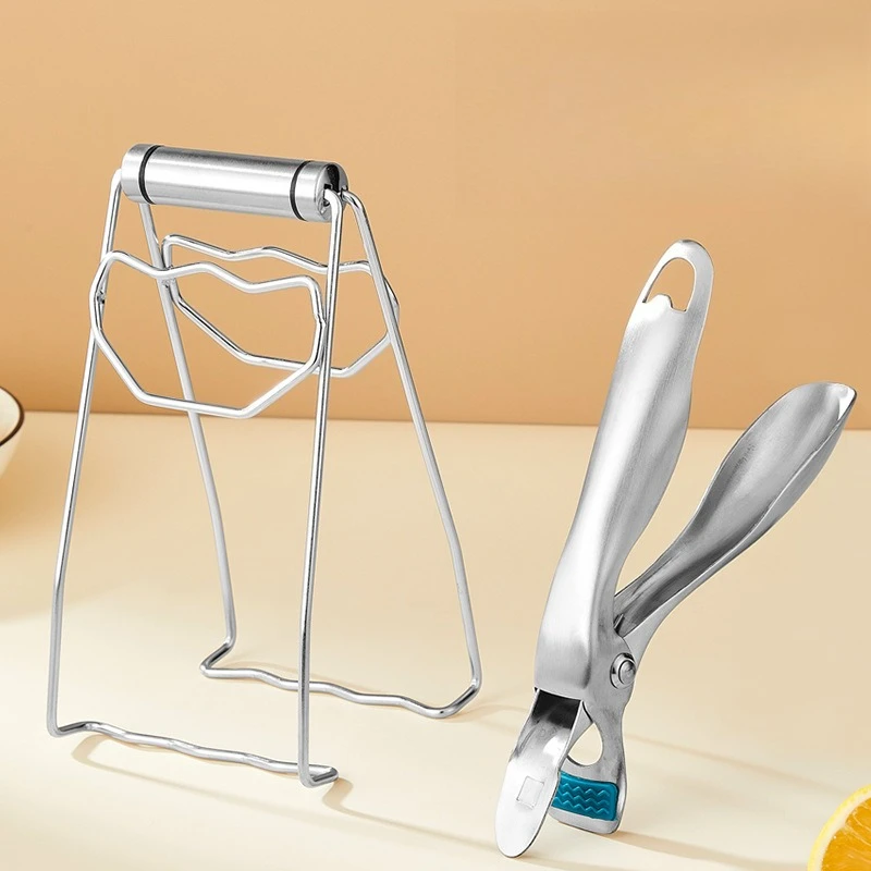 304 Stainless Steel Heat Resistant Kitchen Tongs Non Slip Bowl Clip Dish Holder Multi Functional Tool