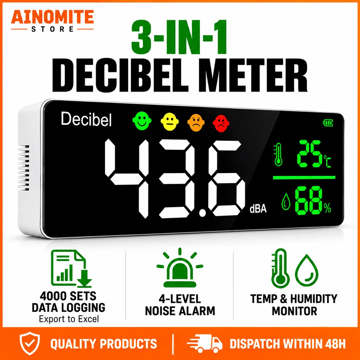 3 in 1 Decibel Meter Wall Mounted Sound Level Meter 11