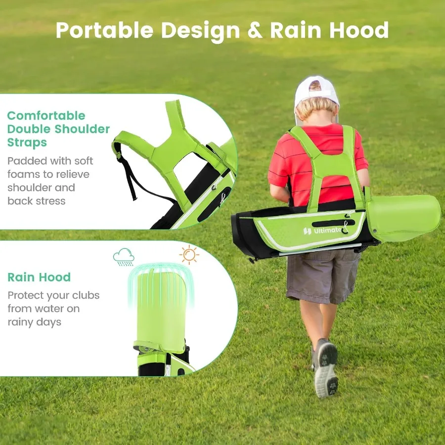 اليد اليمنى جونيور مجموعة نادي الغولف الكاملة لعمر 57 مع 205CC 3 الممر الخشب 7 و S مكاوي مضرب غطاء رأس المطر هود جولف St #6