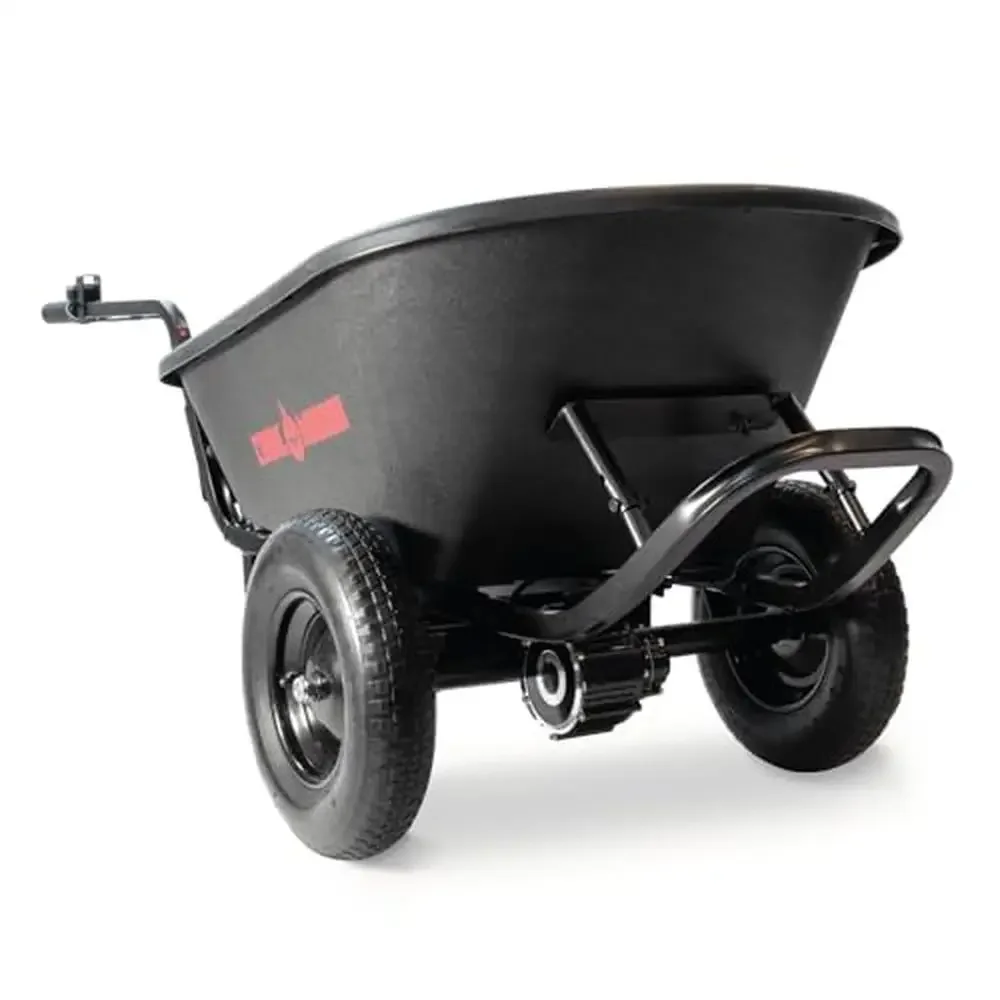 

Electric Wheelbarrow 350 LBS Capacity and 6 Cu FT Poly Tray Battery Powered Utility Cart 8 Hours Battery Life Steel Frame 15"