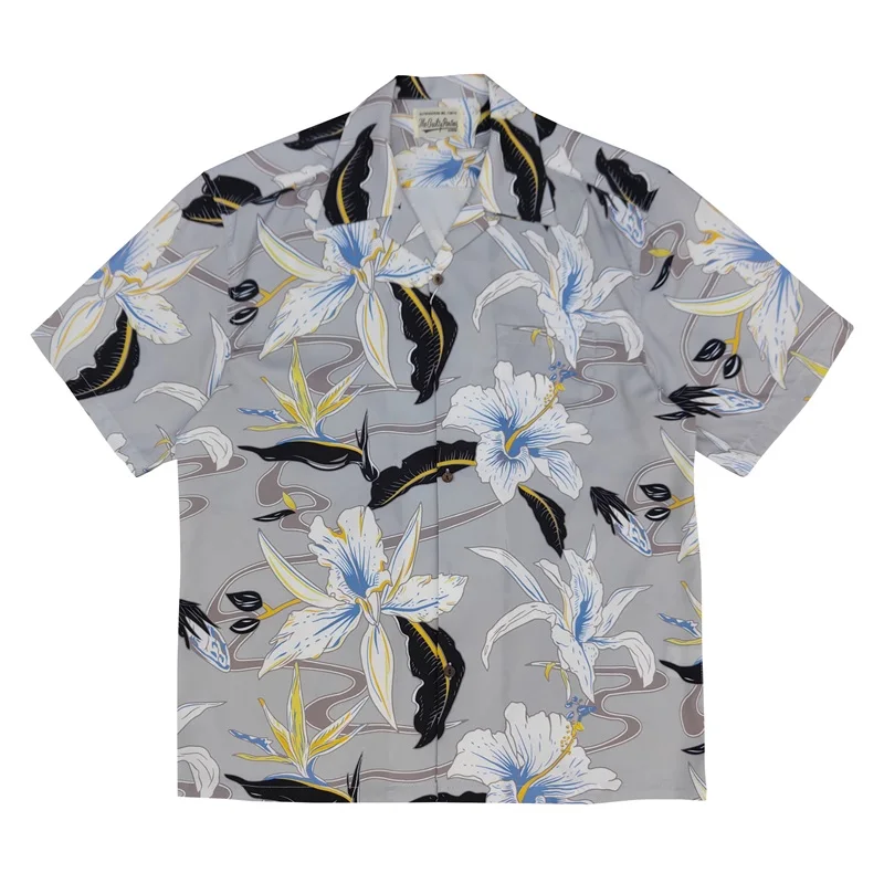 Full Print Lily WACKO MARIA Shirt Summer Retro Short Sleeve Shirt Cuban Neck Mens Womens Hawaiian Shirt Tops