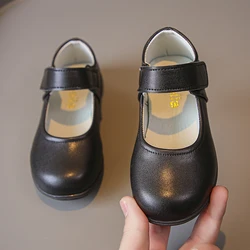 Children Leather Shoes for Girls Soft Glossy Four Season Black UK Uniform School Shoes Kids Versatile Princess Shoes Korean Wind