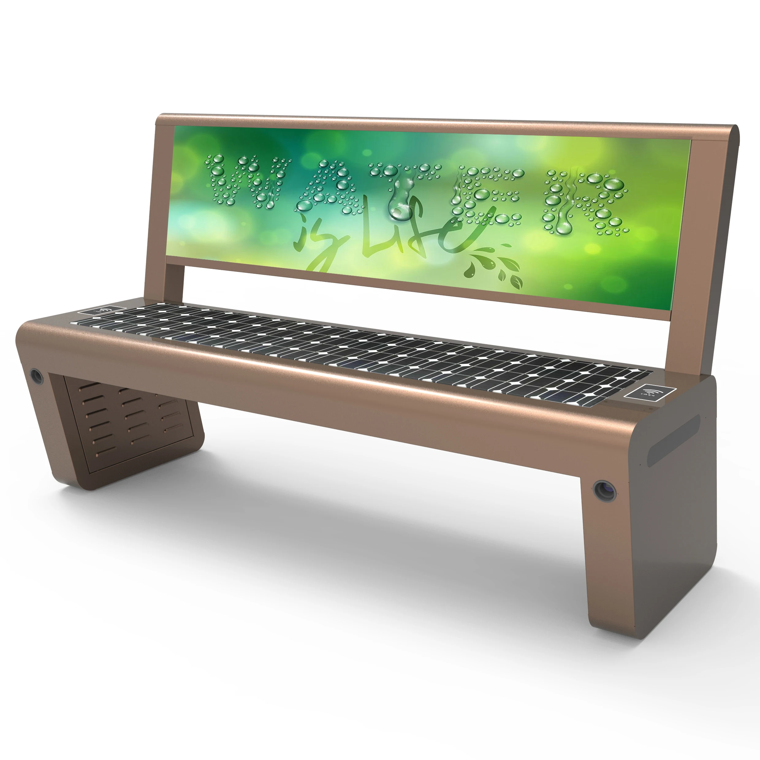 Outdoor Furniture Waterproof Park Garden Patio Benches Smart Solar Bench Chair Seats With WiFi Mobile Phones Charging Music Play