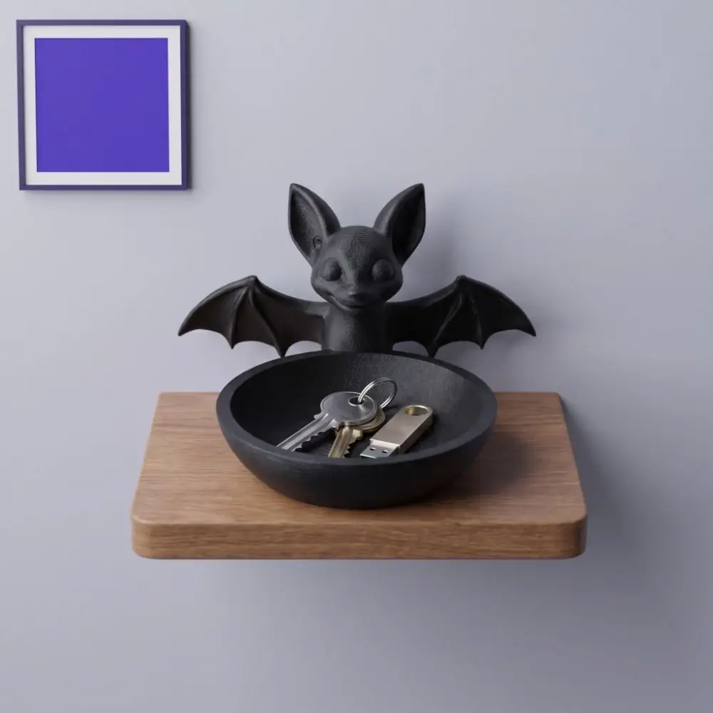 Dark Style Halloween Bat Storage Box Gothic Style 3D Printing Bat Decorative Tray Decorations Ornaments Display Holder Desk