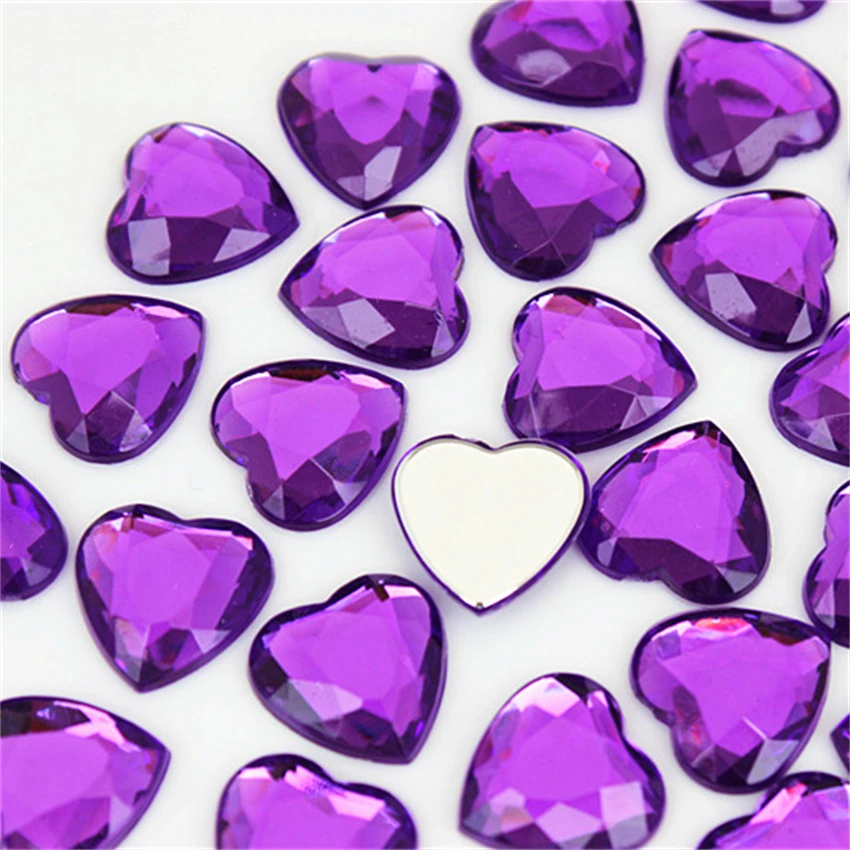 Micui 50pcs 14mm Heart Acrylic Rhinestones Flat Back Stones rhinestones Crystal for clothing crafts Decorations DIY MC700